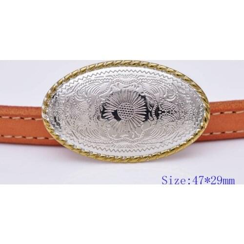 5PC 47X29MM Bling Silver Western Gold Edge Floral Engraved Decor Conchos Screwback