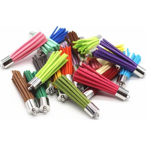 50mm Long Suede Tassel 30pcs Leather Tassels For Keychain Cellphone Straps Jewelry Charms Diy Necklace Accessories Bag Pendants