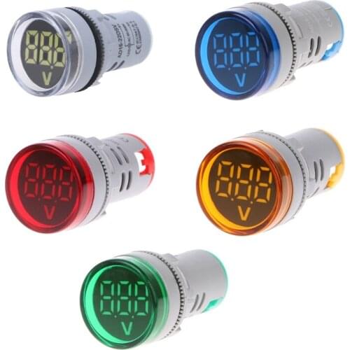 AC 60-500V 22mm Digital Voltmeter Voltage Gauge Monitor Indicator Signal Lights