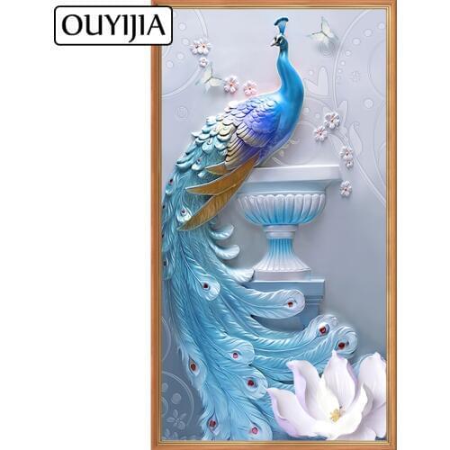 OUYIJIA 5D DIY Art B Peacock Diamond Painting Home Decoration Embroidery Full Cross Stitch Mosaic Animals Rhinestone Diamond