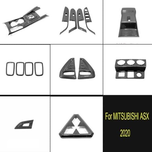 Car Inner Accessories Styling For Mitsubishi ASX 2020 ABS Carbon Fiber Window Lift Button Switch Armrest Cover Trims