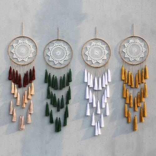 Bohemian Style Dream Catcher Hemp Rope System Pendant Hanging Ornament Tassel Craft Decoration Wind Chimes Bohemian Home Decor