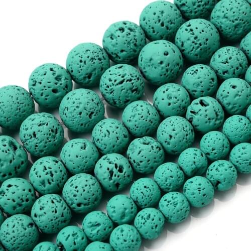 Natural Stone Beads Deep Green Lava Round Loose Bead for Jewelry Making DIY Charm Bracelet Earrings Accessories 4/6/8/10/12mm