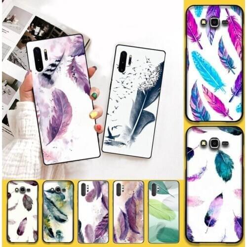 Watercolor Painting feathers Phone Case For Samsung Galaxy Note20 ultra 7 8 9 10 Plus lite M51 M21 M30S