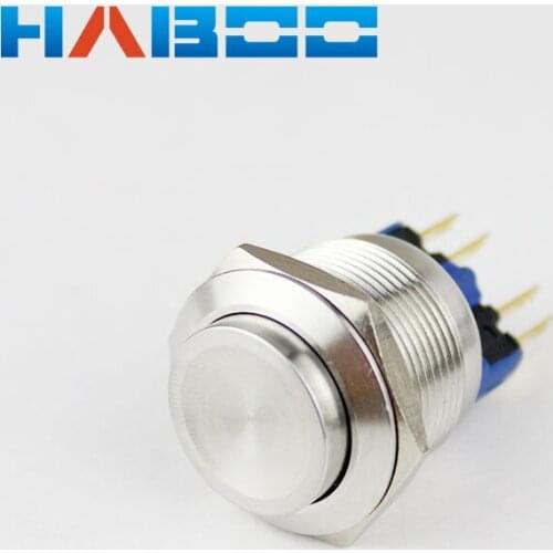 Dia.22mm 10pcs/lot waterproof IP67 on-off metal switch anti vandal self-locking switch 250V 3A