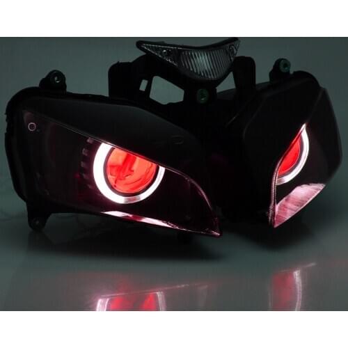Headlight Assembly For Honda CBR1000RR 04-07 Motorcycle HID Projector Conversion LED White Angel Red Demon Eyes DRL Headlamp