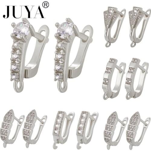 JUYA Hot Sale Earrings Clasps Settings Handmade Jewelry Findings Accessories Cubic Zirconia Earring Hooks For Jewelry Making