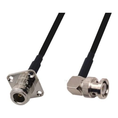 RG58 Cable BNC Male Right Angle to N Female jack Flange Connector WiFi Antenna Extension Pigtail jumper cable