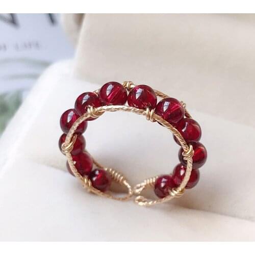 Natural Garnet Rings Handmade Knuckle Jewellery Gold Fiilled Femme Anillos Anel Boho Jewelry Joyas Aneis Rings for Women
