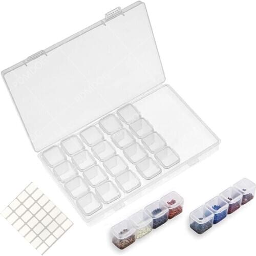 28 Slots Diamond Embroidery Storage Box, 5D Diamond Painting Cross Stitch Boxes Accessories for DIY Diamond Painting Drill