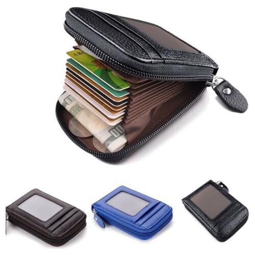 New Fashion Hot Mens Wallet Credit Card Holder RFID Blocking Zipper Thin Pocket Mens Business Card Wallet Bags