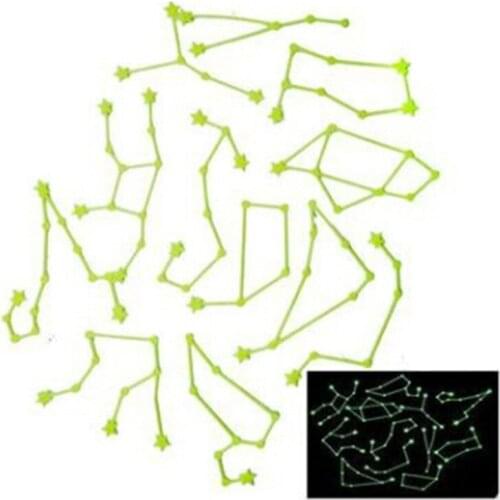 Creative Bedroom Wall Stickers Stars Moon Luminous Stickers Childrens Ceiling Stereo Fluorescent Twelve Constellations