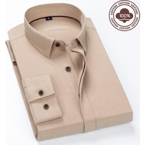 New style Pure cotton Mens Long sleeves Shirts High Quality Business Casual Soft Dress Social Shirts Regular Fit Male Shirt