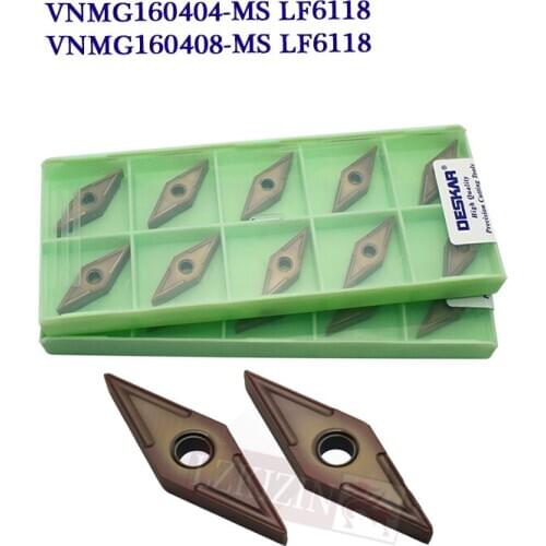 10pcs VNMG160404 VNMG160408 MS LF6118 Original DESKAR Carbide Insert Cutter tools CNC Lathe Turning Tool For Stainless Steel
