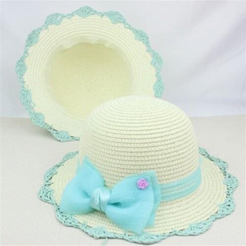 New Korean Kids Hat Bow Woven Hat Crochet Sun Hat Summer Cool Cap Basin Hap Tide Free Shipping