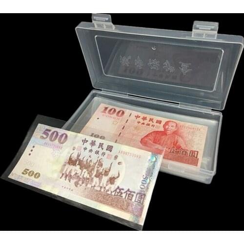 L21A 100Pcs Paper Money Album Currency Banknote Case Holder Storage Collection w/ Box