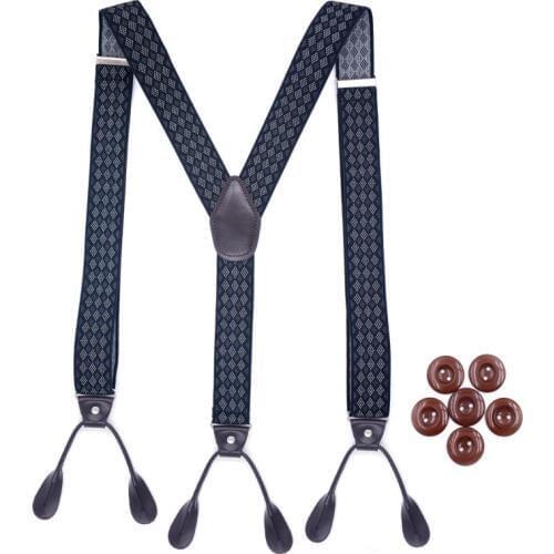 New Buttons Suspenders Mans Braces Unisex 6 Button hole Leather Fittings Braces Y-Back ligas Tirantes bretelles