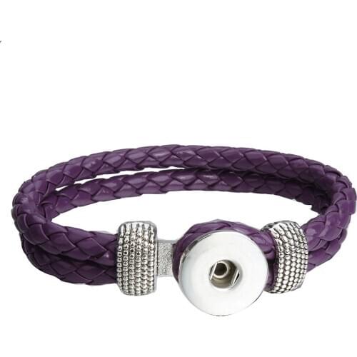 New Fashion Braided Leather Snap Button Bracelet Fit 20MM 18MM Snap Jewelry Handmade Leather 18mm Snap Bracelets Button Jewelry