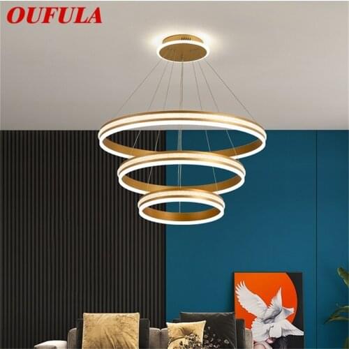 OUFULA Nordic Pendant Lights Contemporary Gold Luxury Round Home LED Lamp Fixture For Decoration