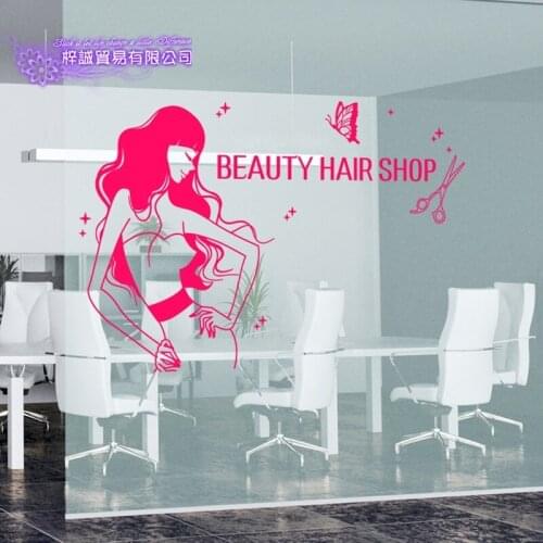 Hair Salon Wall Decal Beauty Salon Scissor Sticker Barber Shop Vinyl Wall Decals Decor Mural Hairdresser Glass Window Sticker