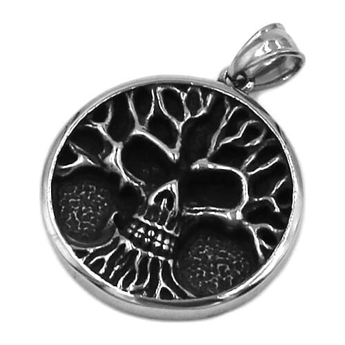 Tree of Life Skull Pendant Stainless Steel Jewelry Claddagh Style Tribal Skeleton Skull Biker Mens Pendant SWP0531A