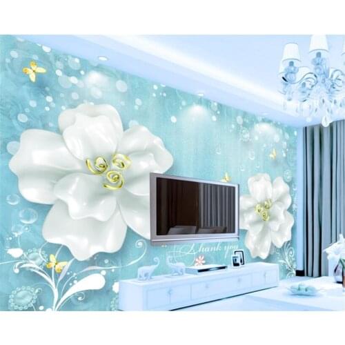 Custom room background decoration murals blue 3d rose simple luxury jewelry photo wall mural wall paper Wall Sticker Beibehang