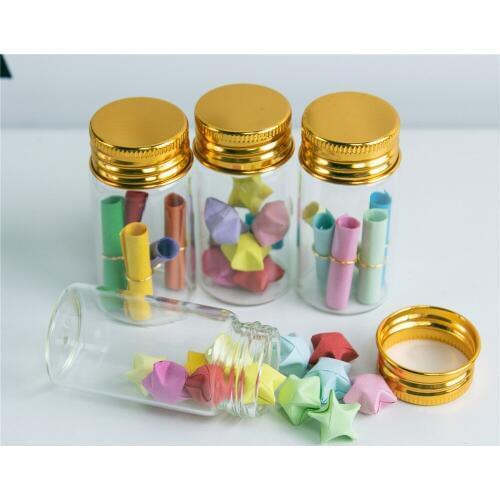 30x60x21mm 25ml Transparent Clear Glass Bottles With Aluminium Screw Cap Empty Bottles Golden Lids Glass Gift Vials Jars 50pcs