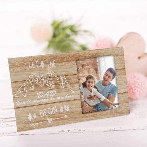 Photo Frame Letter Print Rectangle Picture Frame Desktop Decors Wooden Ornaments for Wife Mom Husband