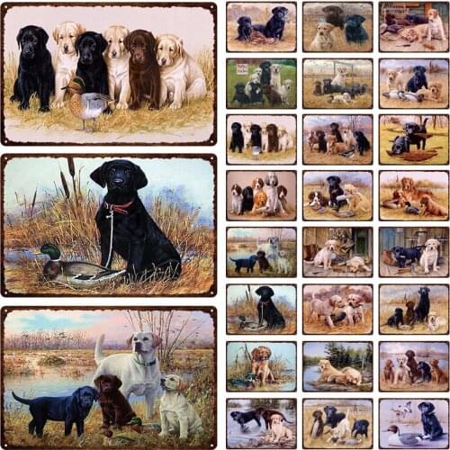 Various Harmony Dog Family Kennel Retro Fading-resistant Door Front Pet Shop Modern Home Decorative Plaque Tin Paint Metal