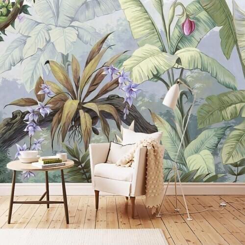 Banana Leaf Wall Papers for Walls 3 D Mural Wallpaper 3d Wall Murals Luxury Home Decor Restaurant Backdrop Rain Forest Wallpaper
