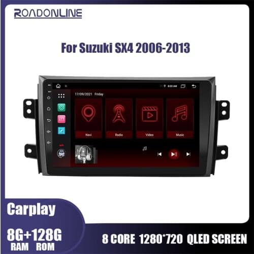 Roadonline Car Android Radio Multimedia Player For Suzuki SX4 2006-2013 GPS Navigation 8 Core Bluetooth No 2 Din DVD Tape Record