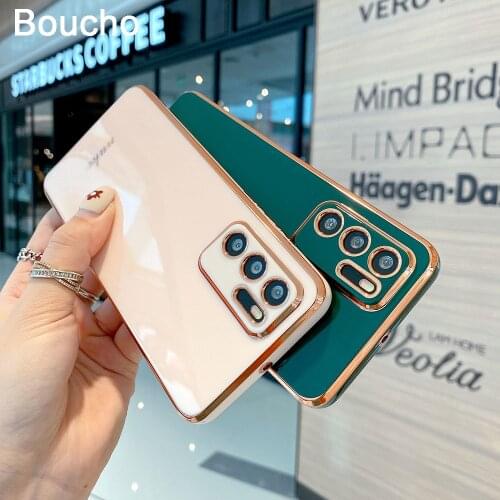 Boucho Luxury plating Silicone Phone Case For Huawei P40 P50 Pro P50Pro Electroplate Soft Cover Case
