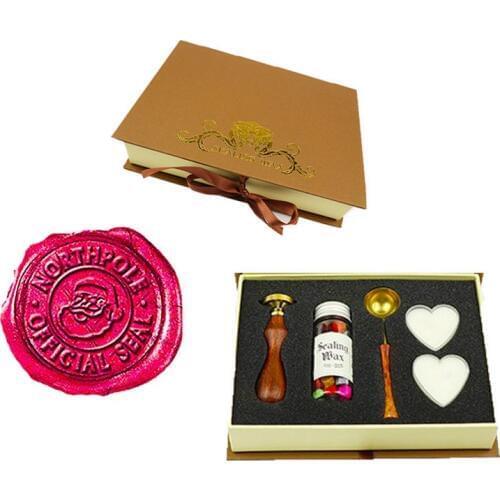 Christmas Santa Claus Head Northpole Official Seal Vintage Wax Seal Stamp Sticks Melting Spoons Candles Set Sealing Wax
