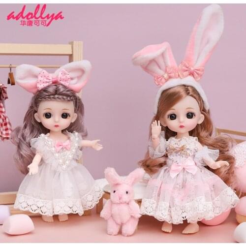 Adollya 16cm Mini BJD Doll Princess Toys for Girl 13 Ball Jointed Swivel Doll With Clothes Wig Hair Makeup Best Gift 1/12 Dolls