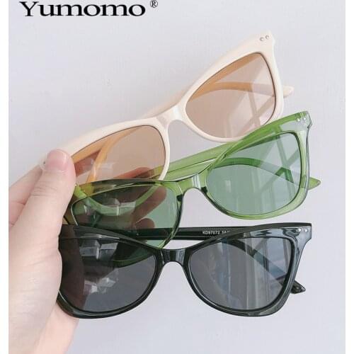 2020 Fashion Cat Eye Sunglasses Women Vintage Nail Decoration Clear Candy Color Gradient Eyewear Men Sun Glasses