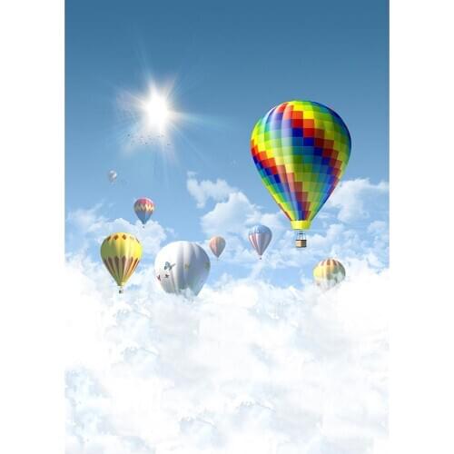 Hot Air Balloon Clouds Photo Backdrop Computer Printed Background for Baby Shower Children Portrait Photocall Photography Props