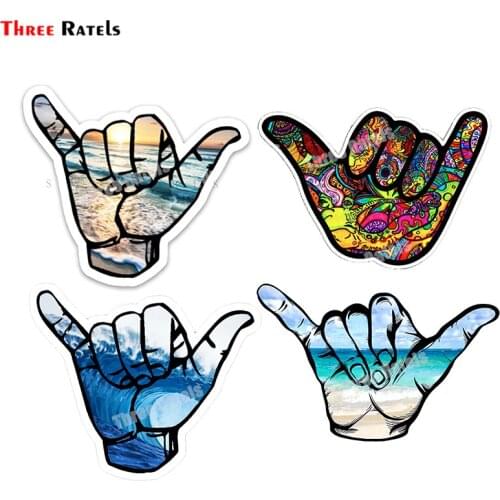 Three Ratels B445 Vinyl Decal Shaka Hang Loose For Surfer Hawaii Sign Wall Stickers And Decals