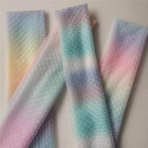 2 Yards Soft Rainbow Tulle Colorful Polka Dotted Net Fabric For DIY Sewing Crafts Evening Gown Birthday Party Dress Dance Dress