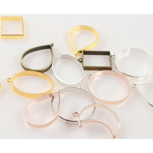 10pcs Vintage UV Epoxy Resin Charms Metal frame pendant Frame Pendant DIY Making Necklace Pendant Jewelry Supplies Finding