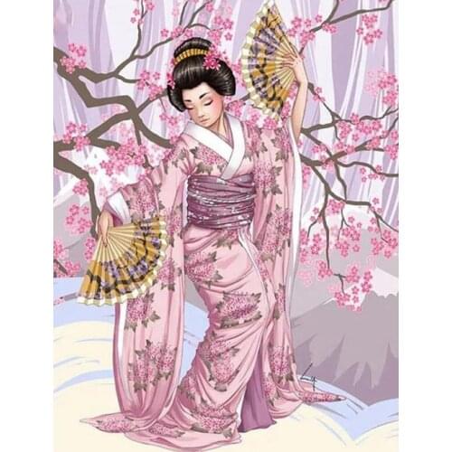 Japan Dancing Girl Embroidery Diamond Arts Woman Portrait Painting Diy Handmade Room Wall Decor Mosaic Diamond Arts