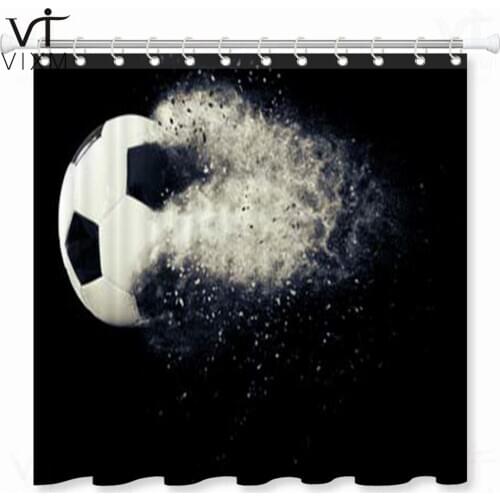 Soccer Ball Shot Shower Curtain Cartoon Style Football Waterproof Bathroom Curtain Polyester Fabric Bath Curtain Home Decor Sets