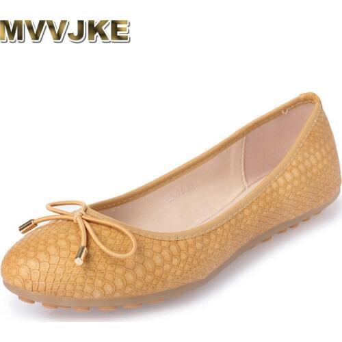 MVVJKENew Arrival 2018 Flat Shoes Women Loafers Boat Shoes Casual Super Light Round Head Snake Grain Shallow Butterfly-knot E283