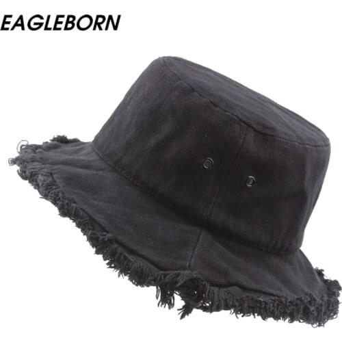 EAGLEBORN New Classic Women Couple Japanese Korean Bucket Hat Caps Autumn Spring Bucket Hats Panama Cotton Fabric Sunscreen Hats