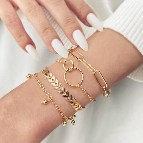 FNIO Bohemian Vintage Metal Chains Bracelet For Women Korean Female Bangles Bracelet 2021 Charms Fashion Couple Jewelry