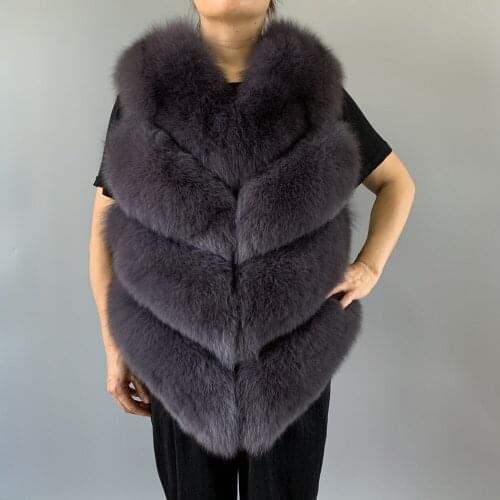 2021 Women Real Fur Vest Real Natural Fox Fur Vest Coat Real Women Jacket Real Fox Fur Coat Fashion Warm Girl Real Fur Vest