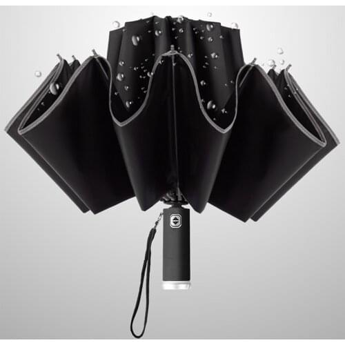 Portable Folding Automatic Umbrella Rain Wind Resistant Sun Umbrellas Reverse Umbrella LED Lights Reflective Strips Umbrellas