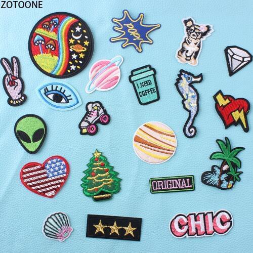 ZOTOONE Personality alien Expressions Patches for Clothes embroidery Sequin Patch Clothing Application Stickers Garment Badges E