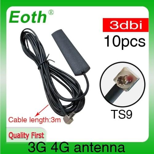 10pcs 3G 4G LTE antenna TS9 male connector patch antena antenne 700-2600MHz with 3 m extension cable for modem router repeater
