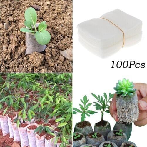 100Pcs Non-woven Fabric Seedling Bags 8*10cm Nursery Pocket for Garden Tool Potato Planting Grow Bag Nursery Pots Breathable