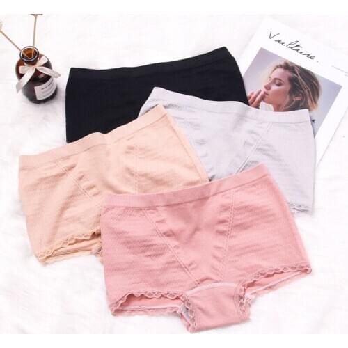 4pcs Womens Cotton Panties Hive Keep Warm Seamless Women Briefs Solid Color Briefs Womens Intimates Color Random Underpant